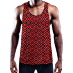 Red And Black Japanese Pattern Print Training Tank Top