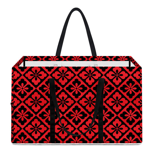 Red And Black Japanese Pattern Print Utility Tote Bag