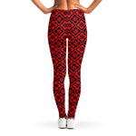 Red And Black Japanese Pattern Print Women's Leggings