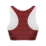Red And Black Japanese Pattern Print Women's Sports Bra
