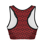 Red And Black Japanese Pattern Print Women's Sports Bra