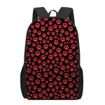Red And Black Paw Pattern Print 17 Inch Backpack