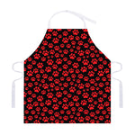 Red And Black Paw Pattern Print Adjustable Apron
