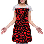 Red And Black Paw Pattern Print Adjustable Apron