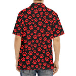 Red And Black Paw Pattern Print Aloha Shirt