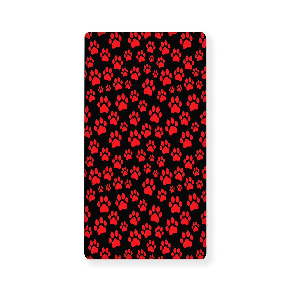 Red And Black Paw Pattern Print Baby Crib Sheet