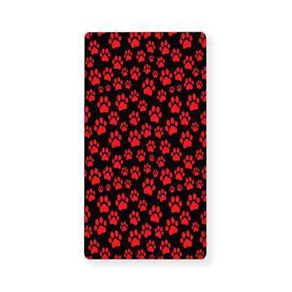 Red And Black Paw Pattern Print Baby Crib Sheet