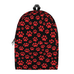 Red And Black Paw Pattern Print Backpack