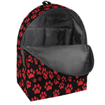 Red And Black Paw Pattern Print Backpack
