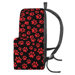 Red And Black Paw Pattern Print Backpack