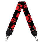 Red And Black Paw Pattern Print Bag Strap