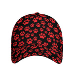 Red And Black Paw Pattern Print Baseball Cap