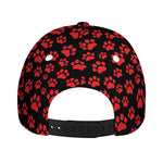 Red And Black Paw Pattern Print Baseball Cap