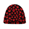 Red And Black Paw Pattern Print Beanie