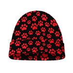 Red And Black Paw Pattern Print Beanie