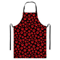 Red And Black Paw Pattern Print Bib Apron With Pocket