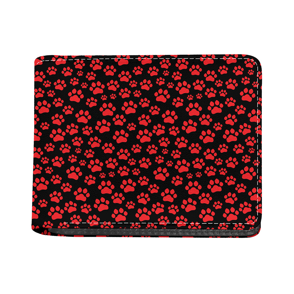Red And Black Paw Pattern Print Bifold Wallet