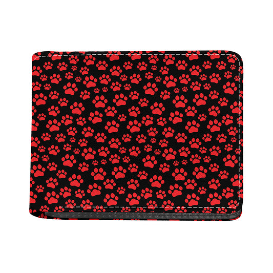 Red And Black Paw Pattern Print Bifold Wallet