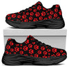 Red And Black Paw Pattern Print Black Chunky Shoes