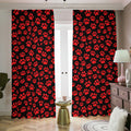 Red And Black Paw Pattern Print Dimout Pencil Pleat Curtains