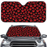 Red And Black Paw Pattern Print Car Windshield Sun Shade