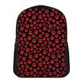 Red And Black Paw Pattern Print Casual Backpack