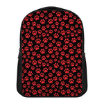 Red And Black Paw Pattern Print Casual Backpack