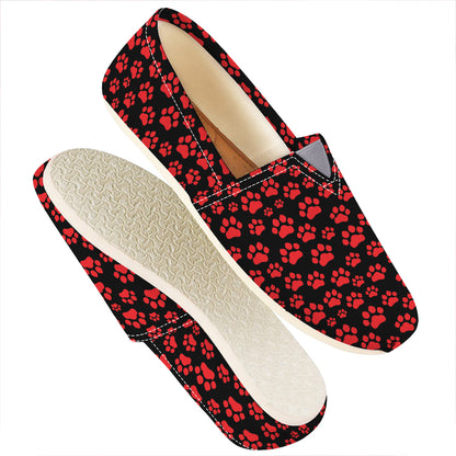 Red And Black Paw Pattern Print Casual Shoes