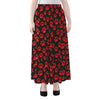 Red And Black Paw Pattern Print Chiffon Maxi Skirt