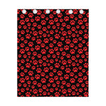Red And Black Paw Pattern Print Curtain