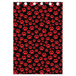 Red And Black Paw Pattern Print Curtain