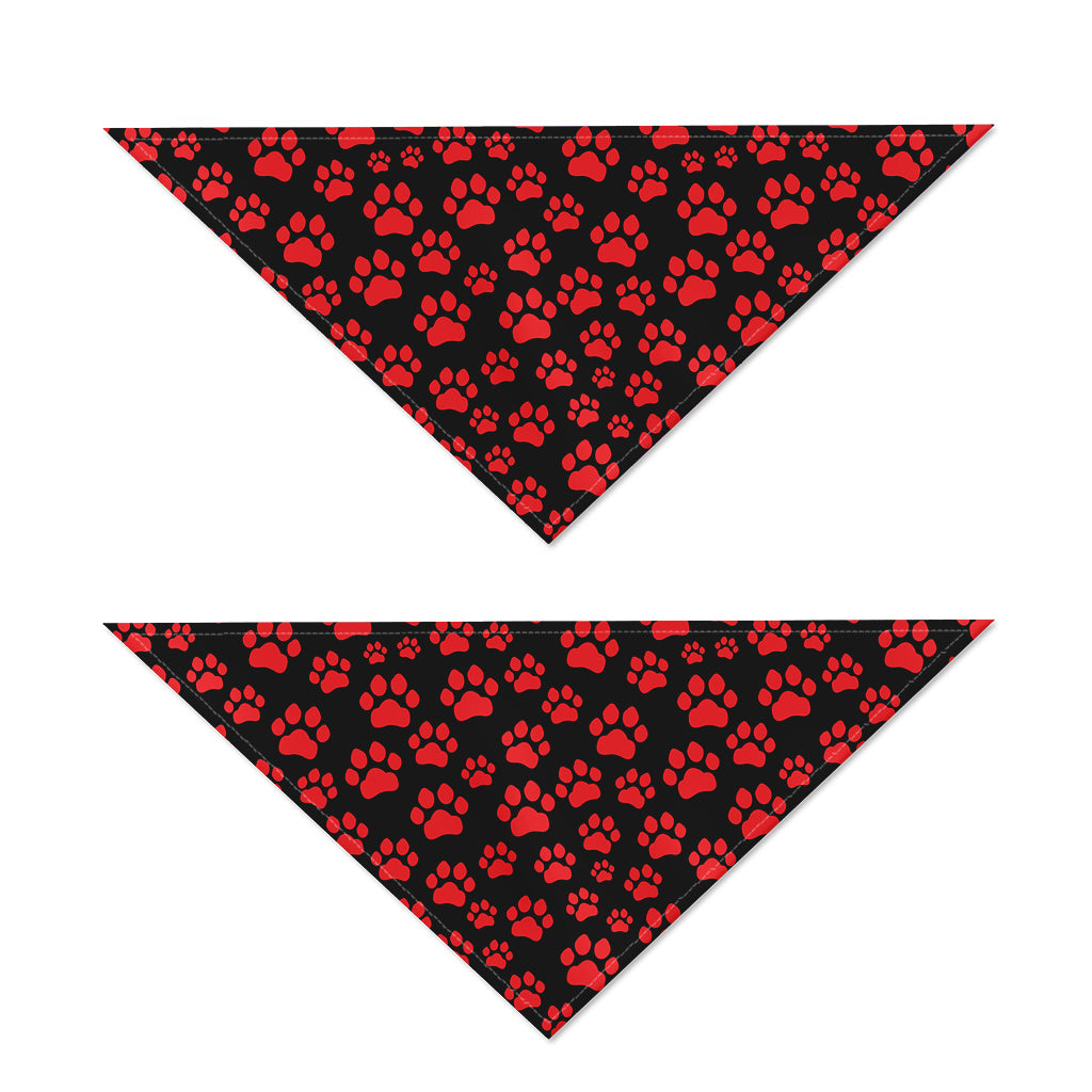 Red And Black Paw Pattern Print Dog Bandana