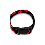 Red And Black Paw Pattern Print Dog Collar
