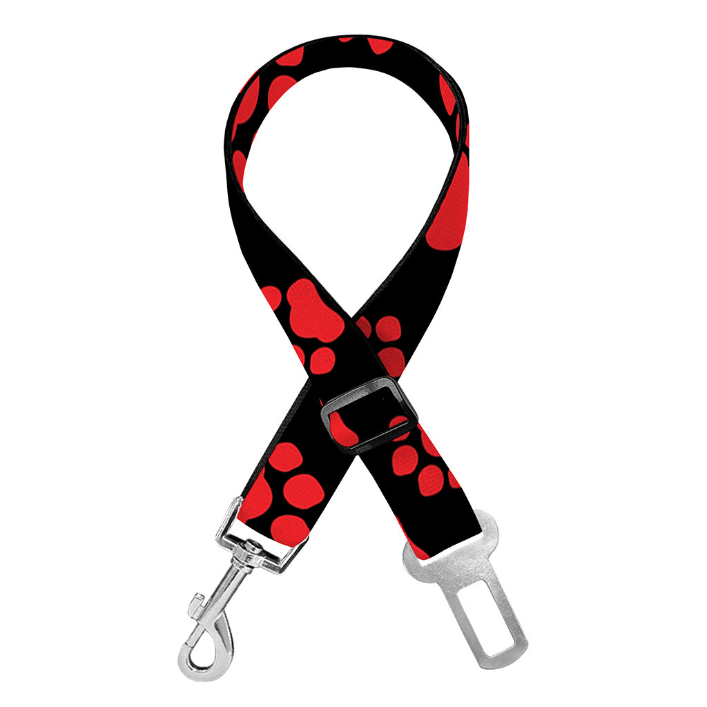Red And Black Paw Pattern Print Dog Seat Belt