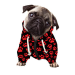 Red And Black Paw Pattern Print Dog Zip Up Hoodie