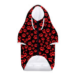 Red And Black Paw Pattern Print Dog Zip Up Hoodie