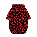 Red And Black Paw Pattern Print Dog Zip Up Hoodie