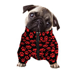 Red And Black Paw Pattern Print Dog Zip Up Jacket