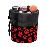 Red And Black Paw Pattern Print Drawstring Makeup Bag