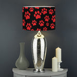 Red And Black Paw Pattern Print Drum Lamp Shade
