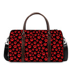 Red And Black Paw Pattern Print Duffle Bag
