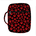 Red And Black Paw Pattern Print Front Pocket Bible Bag