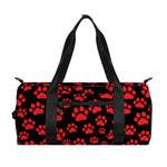 Red And Black Paw Pattern Print Gym Bag