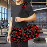 Red And Black Paw Pattern Print Gym Bag