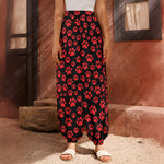 Red And Black Paw Pattern Print Harem Pants