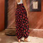 Red And Black Paw Pattern Print Harem Pants