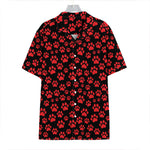 Red And Black Paw Pattern Print Hawaiian Shirt