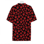 Red And Black Paw Pattern Print Hawaiian Shirt