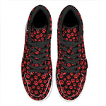 Red And Black Paw Pattern Print High Top Leather Sneakers