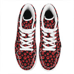 Red And Black Paw Pattern Print High Top Leather Sneakers